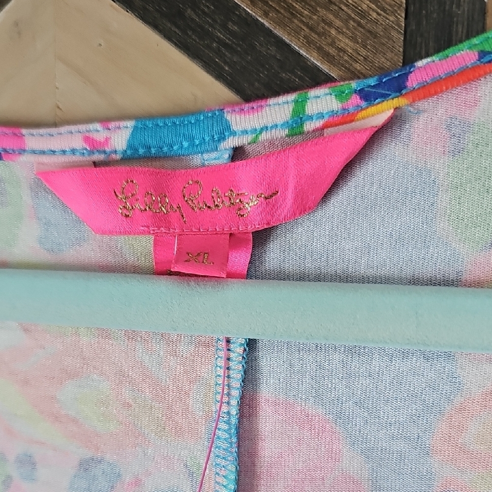 Lilly Pulitzer Peggy Romper Rose To The Occasion Pink and Blue Floral - Picture 4 of 6